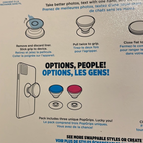 NWT set of 3 pop sockets 3 phone grips/stands with swappable tops exclusive - Picture 9 of 12